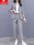 皮尔卡丹西装套装春秋女装气质新款女神洋气韩版减龄职业装格子时尚两件套 粉卡其色格子#885 两件套 36 M码
