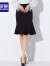罗蒙（ROMON）荷叶半身裙女新款一步裙子气质鱼尾职业修身显瘦包臀裙 黑色 L