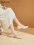 达芙妮（DAPHNE）单鞋女2024年新款时尚春夏款晚风船鞋休闲一脚蹬玛丽珍鞋女士鞋子 米色 跟高3.0cm 34