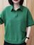 金彩潼星短袖带领t恤上衣女POLO领卫衣夏季新款宽松单口袋个性洋气 绿色 L 90-115斤