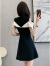 她芙（tafu）品牌女装连衣裙女夏天气质2024新款短款小个子优雅露肩显瘦裙子 黑色 M