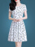 YUDA夏季新款女装蕾丝连衣裙刺绣印花中长款仙气精品修身收腰女裙子 052白色 S (建议80-94斤)