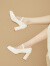 达芙妮（DAPHNE）法式高跟鞋女鞋2024新款夏款鞋子粗跟防水台皮鞋玛丽珍单鞋 米色 36