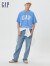 Gap男女装复古LOGO字母纯棉亲肤短袖上衣688537 夏季运动宽松T恤 天蓝色 175/88A(XS)