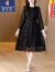 啄木鸟重磅真丝连衣裙女24年春夏季新款感法式气质宽松显瘦裙子 黑色 M 建议100斤以内