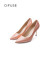 迪芙斯女鞋春季新款单鞋女高跟鞋尖头细跟优雅节日礼物DF31111107 橙色 38