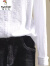 啄木鸟2023春秋韩版纯色棉衬衫净面素色工作服上衣棉布衬衣女打底衫免烫 白色 S