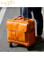 伯莎丹顿品牌真皮行李箱2023新款拉杆复古大容量万向轮登机旅行箱 6553黄棕色