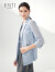菲妮迪品牌西装春季简约气质棉质通勤设计感外套上衣女 浅蓝色 L