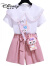 迪士尼（Disney）女童夏季短袖套装23儿童夏装网红薄款两件套中小女孩子洋气衣服潮 紫色【+包包】 110cm