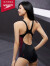 速比涛（Speedo） 女士泳衣 Eco环保系列竞赛训练高性能女子连体平角泳衣 黑色/红色（新） 32