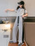 汤灵鼠儿童套装女夏季韩版10岁女孩夏装衣服时尚女童两件套洋气童装女棉 灰色套装 170码(建议身高165cm左右)
