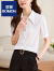 罗蒙（ROMON）短袖雪纺衬衫女2024新款韩版修身职业显瘦单排扣纯色夏季薄款上衣 白色 S