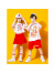布恋猫街舞套装儿童男女孩服装中国风运动会学生啦啦队舞蹈合唱服套装s 白脸谱T恤+纯红短裙+白铁环帽+红 140cm(140cm)