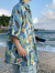潮至（CHAOZHI）沙滩花男短袖夏季宽松美式复古海边度假套装大码夏威夷风 复古碎花浅蓝色 M