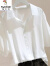 啄木鸟2023衬衫高端时尚短袖夏装大号女装真丝桑蚕丝上衣雪纺薄款法式 绿色 L
