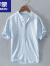 罗蒙（ROMON）棉麻T恤男士夏季日系复古亚麻短袖中国风白色polo.衫立领 白色 M105-125斤