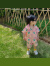 桑纪（SANGJI）童装夏姐弟装儿童韩版洋气翻领上衣短裤两件套时髦花朵公主裙 女童连衣裙 110cm