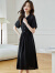桂雪格夏季短袖连衣裙女装2024新款韩版显瘦潮流气质中长款收腰衬衫裙子 黑色 L（105-115斤）