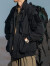 型曼日系潮牌立领多口袋工装夹克男户外机能防风冲锋外套男宽松魔术贴上衣服 黑色 2XL（180-200斤）