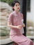 麻笙记粉色旗袍2023年夏季新款复古民国风年轻款少女小个子改良连衣裙 绿 S