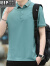 吉普（JEEP）夏季男装简约翻领纯色刺绣短袖T恤衫上衣男休闲T恤 浅绿 XXL