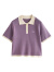 初语法式气质polo领针织衫女短袖2023夏季新款显瘦短款T恤小个子 紫色 S