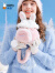 米菲斜挎包女高级感水桶包仿兔毛绒包生日礼物双肩带可爱风兔耳朵磁扣 粉色