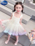 迪士尼（Disney）女小童公主裙tutu裙夏季洋气突突裙宝宝蓬蓬裙小女孩吊带裙表演服 白色 90cm建议身高80-90cm2-3岁