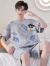 KJ品牌睡衣男夏季短袖薄款新款卡通青少年学生男士夏天家居服套装 1808# 小码M码【80-95斤】