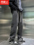 南极人黑色牛仔裤男夏季薄款美式高街男裤休闲凉感裤子男直筒春秋款长裤 黑灰色 3XL