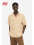 H&M男装上衣春季标准版型细棉布古巴领衬衫1158017 黑色 175/100