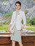 AD职业连衣裙女气质时尚工作服夏季新款七分袖白色西装两件套 西装 L
