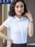景琳短袖白衬衫女夏职业修身工作服工装正装小方领衬衣女2020新款 浅蓝色 S