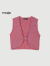 Maje春夏女装法式时尚气质粉色波纹花边针织马甲上衣MFPTO00819 粉色 T3