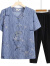 初径（CHUJING）中老年人夏装衬衫薄女妈妈夏季套装老太太短袖上衣老人衣服奶奶装 蓝色上衣 XL (建议100-115斤)