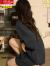 浪莎（LangSha）ins风纯黑色睡衣女短袖夏季新款韩版网红纯色简约纯棉家居服套装 全黑纯色双短 XL(110-125斤)