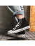 堡利策（POLNZET）新款帆布鞋男鞋子学生高帮时尚情侣款球鞋系带男休闲鞋子 白黑色 35女