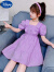 迪士尼（Disney）女童连衣裙2024夏季新款美观大气中大童女孩洋气时髦儿童夏装裙子 紫色 140cm