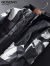 NOSOYO奢侈高端品牌高档风衣男加肥加大秋季新款连帽中长款外套大码男装 黑色 XL