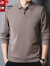 皮尔卡丹双面德绒长袖T恤男POLO领假两件打底衫磨毛中年春秋装上衣打底衫 黑色 175/XL