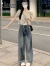 艾美琦美（AIMEIQIMEI）法式时尚牛仔裤女夏季2024新款韩版显瘦高腰甜美休闲套装两件套 【套装】 M