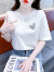 墨媛（MOYUAN）短袖T恤女夏2024新款时尚圆领爱心水钻装饰休闲百搭上衣 白色 S 85-98斤