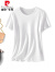 皮尔卡丹液氨80支丝光棉无袖t恤女夏季圆领修身精梳棉体恤高端打底衫冰丝 椰奶白（圆领） XL