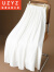 UZYZ进口新面料高级感竹纤维天丝半身裙女夏新款丝滑飘逸大摆显瘦伞裙 象牙白 有里衬 S (90-105斤)