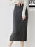 南阳西鄂尔多斯泰鄂尔多斯市100%23秋冬新款纯羊毛针织半身裙直筒 黑色 L