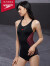 速比涛（Speedo） 女士泳衣 Eco环保系列竞赛训练高性能女子连体平角泳衣 黑色/红色（新） 32