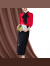 MGRRXINU高端品牌春夏新款时尚套装女搭配一整套小众中式国风减龄洋气 大红+黑裙 M