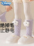 迪士尼（Disney）珊瑚绒袜子儿童加厚加绒保暖地板袜冬季男女童宝宝中筒长筒袜冬款 姜黄 均码(0-3岁 穿过膝)