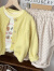 迪士尼女童春装套装2024新款春季韩版洋气女宝宝针织毛衣时尚儿童三件装 黄色打底衫 80